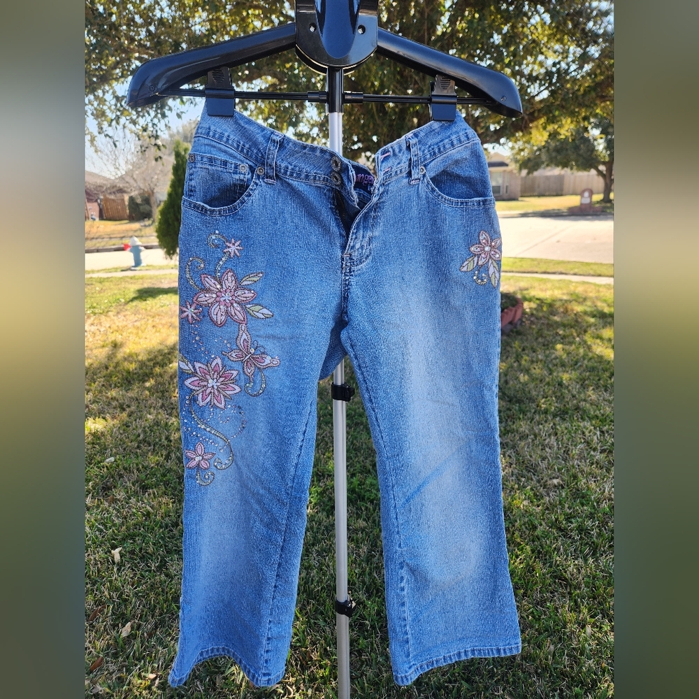 Floral Embroidered Blue Jeans